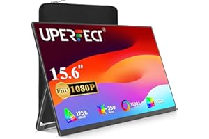 ‎UPERFECT UPERFECT Portable Monitor, 15,6 Zoll Tragbarer Monitor Display 1080P 125% sRGB 1500:1 Full HD IPS 178° View mit Mini HDMI USB C für Laptop/Phone/Spielkonsole, VESA-Kompatibel