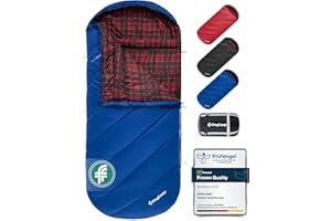 KingCamp Saco de Dormir XXL de Franela de algodón para Adultos, Saco de Dormir Grande de Invierno para Camping 4 Estaciones, Viajes y Actividades al Aire Libre, 220x100 cm