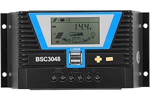 Plyisty Solarladeregler 40A, Einstellbarer Solarpanel-Laderegler 12V/24V/36V/48V, Intelligente Erkennung für Verschiedene Batterien.