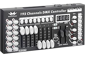 METYONLASER Controlador DMX consola DMX, consola DMX512 de 192 canales, panel controlador para editar el programa de iluminación de escenario (negro)