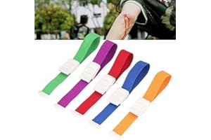 PILIPANE Confezione da 5 lacci emostatici Elastico di pronto soccorso Fascia con fibbia di emergenza per sport medico a sgancio rapido,5 colori, laccio turniquitt regali di flebotomia torniqueti lacci em