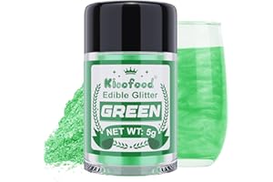 Edible Glitter for Drinks - Kicofood 5g Edible Lustre Dust Food Grade, Edible Glitter for Cakes Fondant Cream Muffins Chocolates Cocktail (Green)