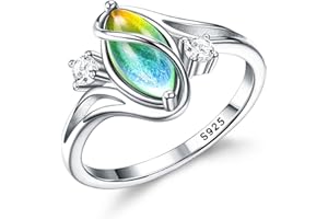 ADRAMATA 925 Sterling Silver Mood Ring for Women 18K Gold Plated Finger Ring Color Change Mood Stone Ring Handmade Ring Vintage Statement Ring Womens Sterling Silver Ring