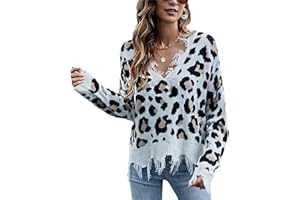 tinetill Strickpullover Damen Zerrissene Kurz Pullover Langarm V Ausschnitt Oberteil Loose Feinstrick Pulli Y2K Jumper mit Blumenmuster Quasten Strickpullover Streetwear