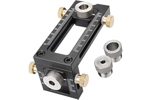 CDIYTOOL Gabarit de goujonnage pour le travail du bois, localisateur de perforateur réglable pour le travail du bois 2-en-1, jeu de forets pour le travail du bois à 4 trous 6/8/10/12mm pour vis d'armoire