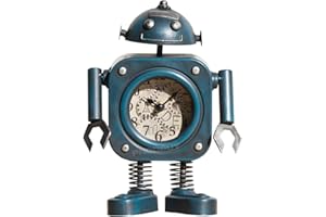 ProdBuy Home Friendly Metal Robot Mantel Table Desk Clock