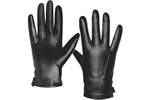 Harssidanzar Guantes de cuero para hombre con pantalla táctil de cachemira forrado caliente SM052EU