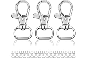 TRAUMARKEU 20 Stück Schlüsselkarabiner Schwenker Karabiner Schlüsselanhänger mit D-Ring Schlüsselringe Edelstahl mit 360° drehbarem Ösenring für Makramee Zubehör und DIY Handwerk (Innenbreite 12 mm)