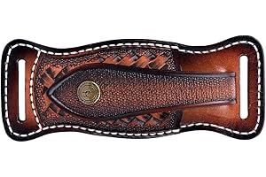 TOURBN TOURBON Fodero per coltello in pelle di mucca per cintura 4" Custodia per coltello pieghevole EDC Fondina per coltello con chiusura a scatto