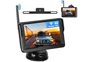 CAMECHO Wireless Reversing Camera 4.3 inch Reverse Rear View Cameras Large Wide Angle IP68 Waterproof Parking Kit for Car Van Caravan Motorhome Super Night Vision DIY Guide Line Image Flip