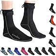 OMGear Water Socks Neoprene Socks Beach Booties Shoes 3mm Glued Blind Stitched Anti-Slip Wetsuit Boots Fin Swim Socks (3mm High Cut/Grey, S(Men 6-7,Women 6-8))