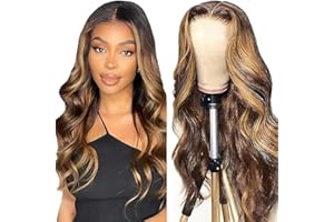 Zeslaerr Cabello Humano 5X5 Lace Front Wig Human Hair Body Wave P4/27 Highlight Brown No Tangles Swiss Lace Brecirian Virgin Natural Wig 16 Inch