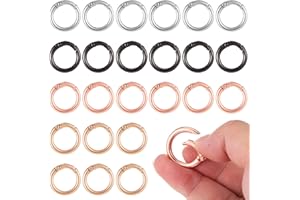 Nogeqi 24 mosquetones redondos pequeños, mosquetones redondos de 25 mm, llavero pequeño, llavero, llavero, 25 mm, anillo redondo de aleación de zinc para manualidades, mochila