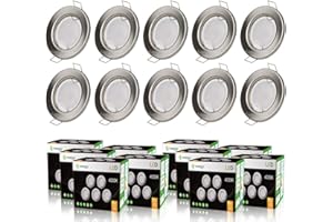 LampesEcoEnergie Lot de 10 spot led encastrable complète ronde fixe alu brossé blanc neutre eq. 50w