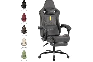 SUKIDA krzesło do gier komputerowych Ergonomiczny fotel do gier z podnóżkiem Biurowy fotel komputerowy Ergonomiczny fotel z podparciem lędźwiowym Szary