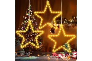 TDTOD LED Sterne Weihnachtsbeleuchtung, 3 Stück Sterne Lichterkette Fenster Weihnachtsstern Beleuchtet 8 Modi Weihnachtsdeko Fenster lichter Innen und Außendekoration für Fensterdeko