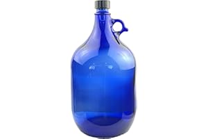 Albert's Premium Selection 5 Liter Henkelflasche/Glasballon, blau, inkl. schwarzem Deckel (8)