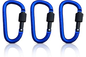 HOLESTO Zestaw 3 karabińczyków śrubowych D-Shape, karabińczyki z aluminium, breloczek do kluczy, karabińczyk śrubowy do wędrówek, wędkowania, na kemping, do uprawiania sportu i wielu innych (niebieski)