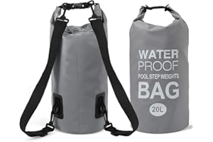 Yeabett Waterproof Dry Bag, Waterproof Beach Bag with Adjustable Shoulder Strap, Dry Bag for Swimming, Camping, Kayaking, Beach, gray, Waterproof pockets