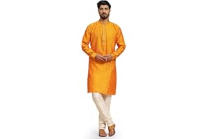 SKAVIJ Herren Indische Ethnischen Traditionell Kurta Pyjama