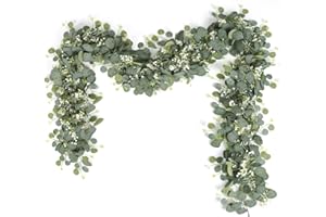 SOMYTING 2pcs Guirlandes Artificielles D'Eucalyptus avec Feuilles de Saule Vertes Feuilles Blanches Guirlande de Fleurs Artificielles Plante Suspendue pour ArrièRe-Plan DéCoration de Mariage