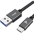 RAMPOW Cable USB C USB3.0, USB C vers USB Charge Rapide 3A QC3.0, Cable Chargeur USB C Cable iPhone 15 Nylon Tressé pour iPho