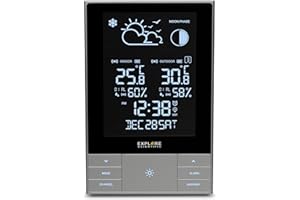 BRESSER Explore Scientific Stazione Meteo, WSH5001, con Sensore Esterno, Temperatura e Umidità (Interna/Esterna), Previsioni Meteo, Avviso di Gelo, Ora, Data e Sveglia