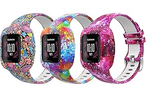 MoKo Pasek kompatybilny z Garmin Vivofit JR 3, miękki silikonowy nadruk, regulowany, zapasowy pasek, bransoletka na nadgarstek, 3 szt