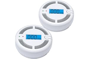 YEZALA Mini Carbon Monoxide Detector, Battery Powered CO monoxide Alarm with LCD Digital Display for Home and Car Safety, CO Monitor Conforms to EN 50291 Standad (2pcs)