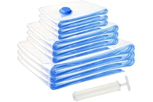 RHHGHY 9 sztuk worków próżniowych do ubrań z pompką ręczną w zestawie, 3 x Jumbo 100 x 80 cm + 3 x duże 80 x 60 cm + 3 x mały 60 x 40 cm zamek błyskawiczny próżniowe torby do przechowywania kołdry, poduszki,