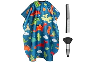 AYBUY Kinder Friseurumhang, Haarschnitt Friseurumhänge, Professioneller Kinder Haarschneideumhang, Cape Haarschneideumhang mit Klettverschluss Für Salon Haarschneiden Friseur(Dinosaurier)