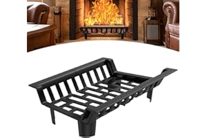 Froadp Grille de bois de cheminée robuste pour chauffage, étagère en bois avec pieds, support de bûche, grille de feu, support intérieur/extérieur, noir