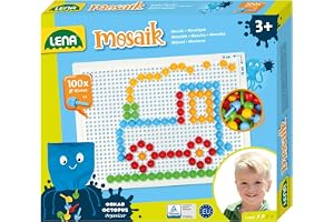 Lena 35623 – mosaik plug-in spel set, plug mosaik med 100 färgade kontakter, mosaikplugg Ø 10 mm, mosaikspel för barn, komple