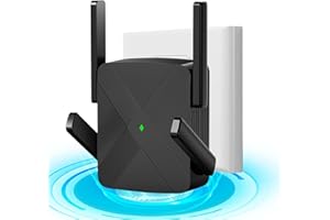 DOBWGXZ 2025 Upgraded WiFi Extender, 1200Mbps WiFi Booster, Dual Band 2.4G & 5G Internet Booster, 4 External Antennas,Compatible with Any WiFi Router (Black)