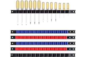CASOMAN 6 Piece Screwdriver Organizer and Wrench Organizer, Hand Tool Holder, Plastic Rail Wrench Hanger with Clips
