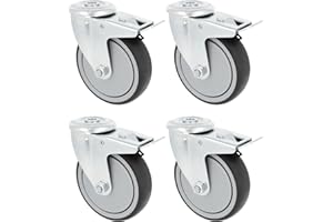 Amig - Zestaw 4 kółek hamulcowych meblowych | Ø 100 mm | obrotowe kółka bez płyty montażowej | maksymalne obciążenie 110 kg | do przenoszenia ciężkich mebli | łożyska wałkowe | rdzeń z tworzywa