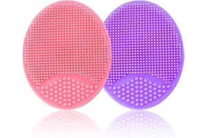 MR LION Baby Bath Brush, Baby Cradle Cap Brush, Silicone Massage Brush, Silicone Scrubbers Exfoliator Brush, Skin Scrubbers Baby Essential for Dry Skin, Cradle Cap and Eczema 2 Pack (Large - Pink&Purple)