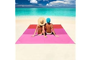 Kaket Wasserdichte und sanddichte Picknickdecke, leichte Stranddecke, extra groß, 210 x 200 cm, faltbare Strandmatte für Picknick, Strand, Wandern, Camping, Reisen (rot)