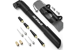 NUWAB Mini Bike Pump, 9.4" Hand Bicycle Pump, Quick Balloon Pump, Portable Multi-purpose Pump,Suitable for All Bikes and Balls, Swimming Rings, Come with Ball Needles, Nozzles and Converters