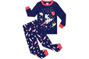 Gumyoss Pigiama per Bambini Ragazzo Dinosauro Manica Lunga Cotone Inverno Natale Abbigliamento da Notte 3-9 Anni