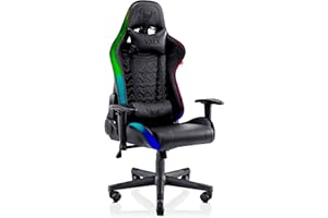 VALK Skadi - Silla Gaming RGB, Silla Gamer Luces LED, Reclinable 160º, Reposabrazos 2D, Silla Escritorio, Silla Oficina, Ergonómica, Transpirable, Pistón Clase 4, Espuma Moldeada en frío (Negro)