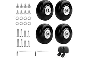 LIFEASY STORE 4 Stück Koffer Ersatzrollen, 45mm x 18mm Kofferrollen Ersatzrollen, Universalräder für Gepäck Ersatzräder, Gummi Koffer Rollen Ersatz, Gepäck Trolley Ersatzrad Reparatur Set für Kofferrollen