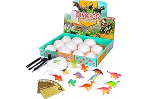 LiRiQi Dinosauri per Bambini, Kit di Scavo di Uova di Dinosauro 12 Pezzi, Dinosauro Giocattolo, Gioco Regalo Archeologico Scienza TEM Giocattoli Educativi di Apprendimento per 4-9 Anni Ragazzi Ragazze