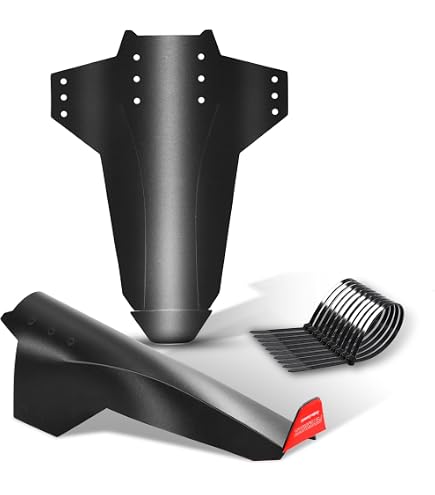 Lot De 2 Garde-boue Avant/arrière VTT – Protection Anti-éclaboussures En Fibre De Carbone – Compatible Fourche Et Siège – Noir – Inclut Attaches Et Manuel