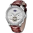 carlien Moon Phase Automatic Watch Men Chronograph Tourbillon Skeleton Mechanical Multifunction Watches