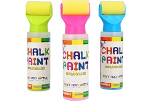 com-four® 3 Rulli di Gesso in Colori Vivaci - Pennarelli a Gesso per Dipingere e Scrivere - Gesso da Strada per Bambini - Lavabili (3 Pezzi - Rullo di Gesso)