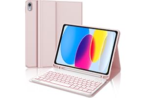 FOGARI Teclado para iPad A16 11 Generación 2025/10 Generación 10.9" 2022, Funda con Español Ñ Teclado Retroiluminado Bluetooth para iPad A16 11/10 Generacion 2025, Rosa