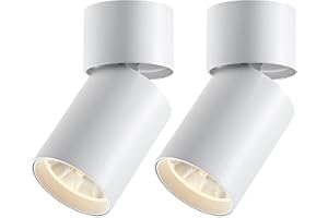 FOOC Foco LED Lámpara de pared de techo moderna 15W 4000K Vertical Horizontal girada, ø60mm 36° para sala de estar Oficina Comercial Habitación infantil Cocina, 2 paquetes