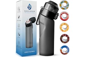 AQUA AROMA Air Water Bottle with 5 Flavour Pods Pack | 650 ML | Starter Up Set BPA Free Drinking Bottle | 0 Sugar | No Calories | Flavoured Water Bottle | Black Frosted