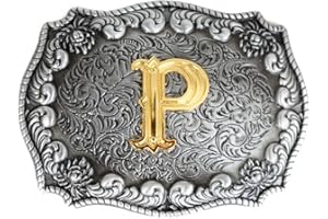 LKMY Hebillas de cinturón para hombre con letra inglesa 3D, estilo occidental del alfabeto de vaquero con letra inicial para hombres